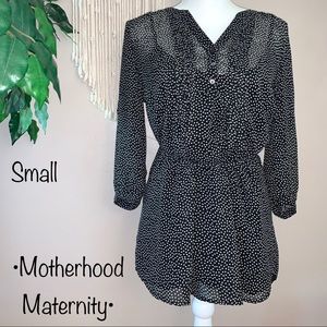Motherhood Maternity Black Polka Dot Shirt, Small
